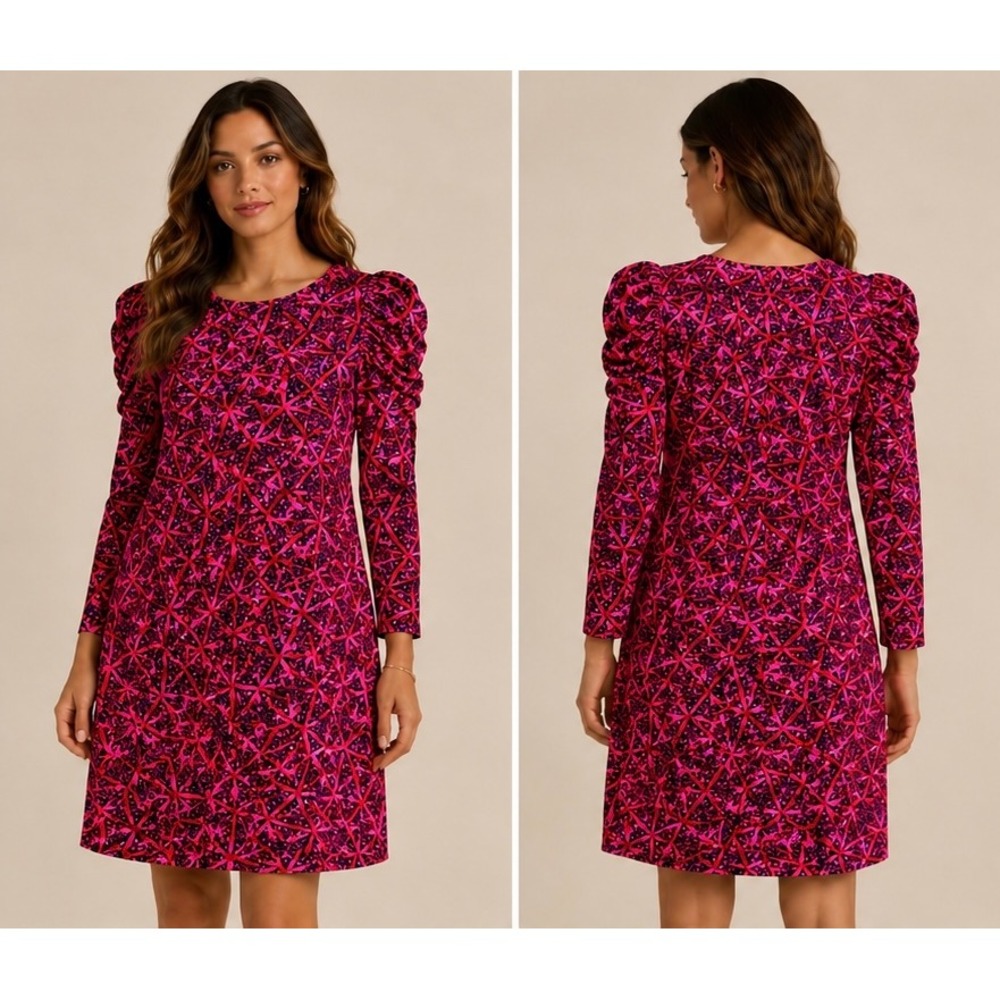 Lilly Pulitzer Star Searching Pink Starfish Puff Sleeve Mini Dress 077708 S